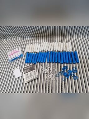 Pro Perm Spiral Rods Lot Hair Curlers Blue White Clips Salon Perm Set